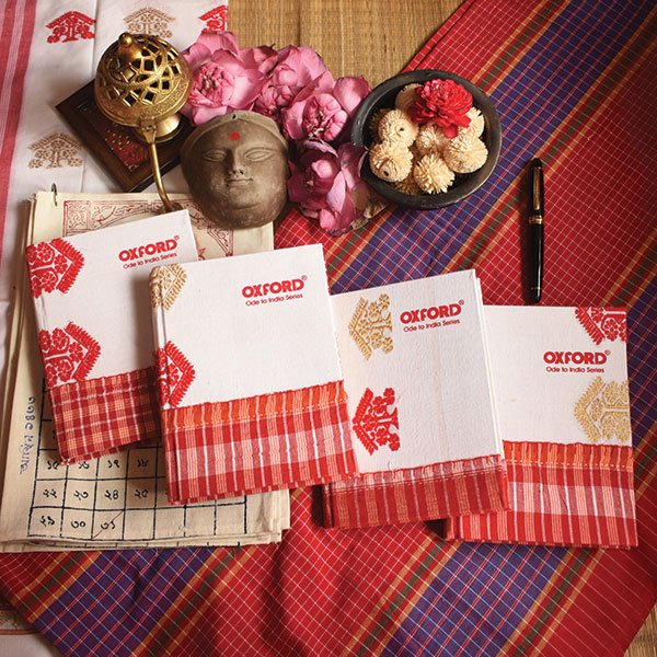 Bengal Gamcha And Miri Assam Gamusa Bound Handmade Paper Notebook With Hand Embroidery