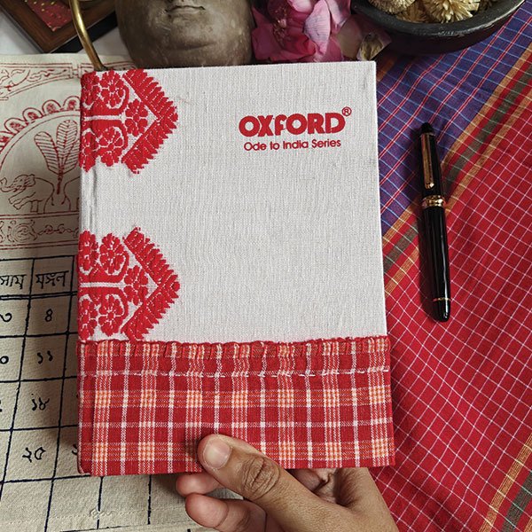Bengal Gamcha And Miri Assam Gamusa Bound Handmade Paper Notebook With Hand Embroidery - Image 2