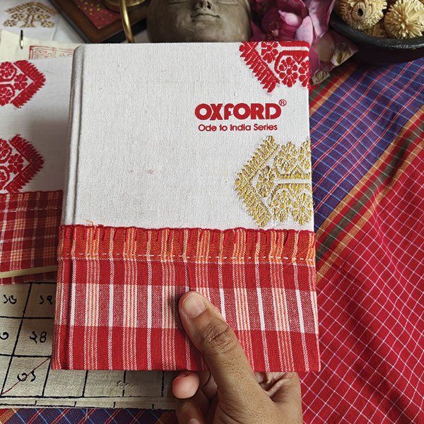 Bengal Gamcha And Miri Assam Gamusa Bound Handmade Paper Notebook With Hand Embroidery - Image 3
