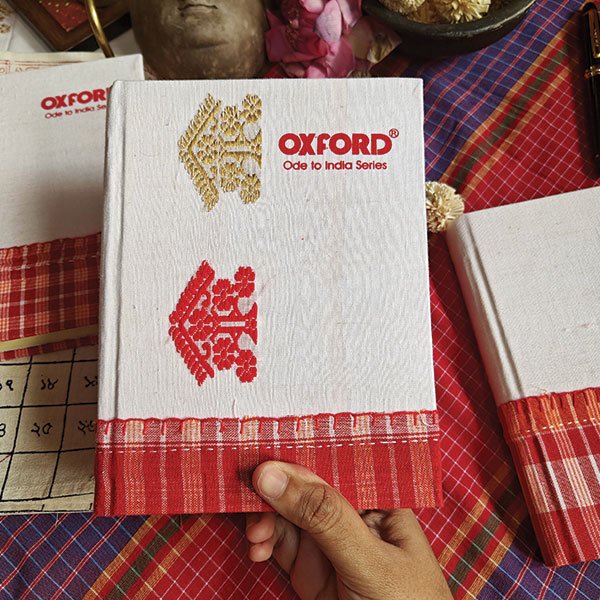 Bengal Gamcha And Miri Assam Gamusa Bound Handmade Paper Notebook With Hand Embroidery - Image 4