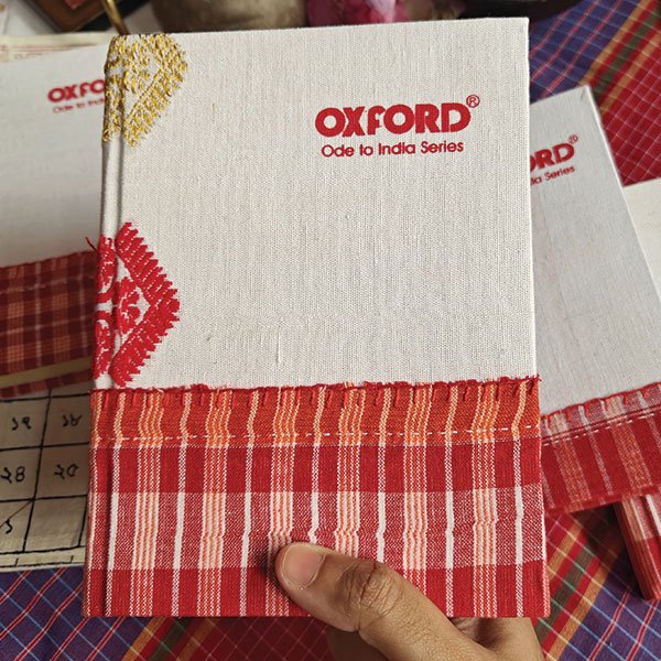 Bengal Gamcha And Miri Assam Gamusa Bound Handmade Paper Notebook With Hand Embroidery - Image 5