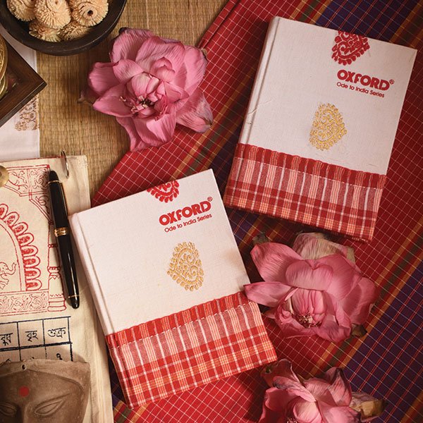 Bengal Gamcha And Paisley Assam Gamusa Bound Handmade Paper Notebook With Hand Embroidery