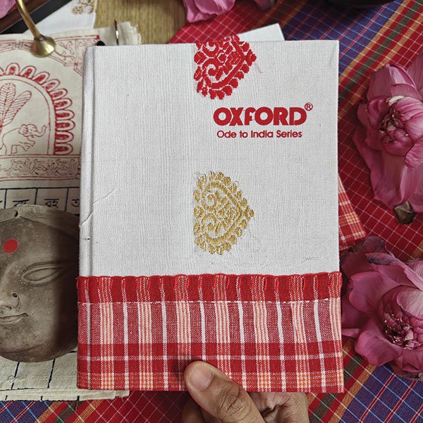 Bengal Gamcha And Paisley Assam Gamusa Bound Handmade Paper Notebook With Hand Embroidery - Image 3