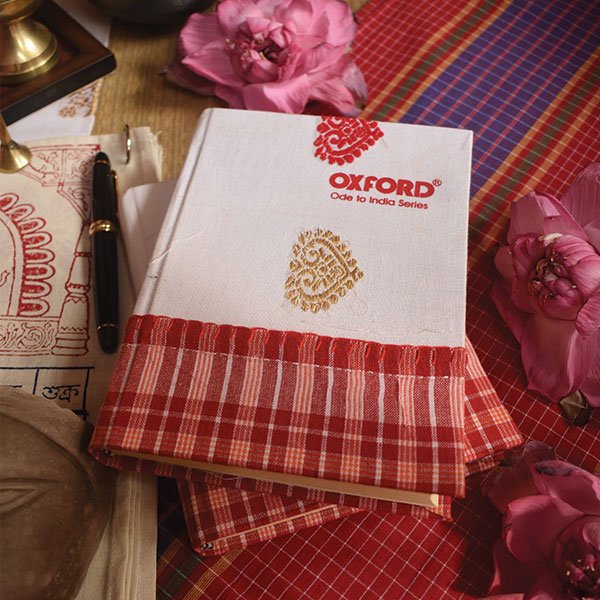 Bengal Gamcha And Paisley Assam Gamusa Bound Handmade Paper Notebook With Hand Embroidery - Image 4
