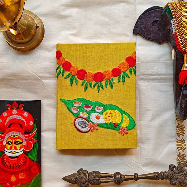 Yellow - Kerala Onam Embroidered Note Book