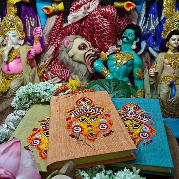 Peach - Maa Durga Embroidered Note Book - Image 2