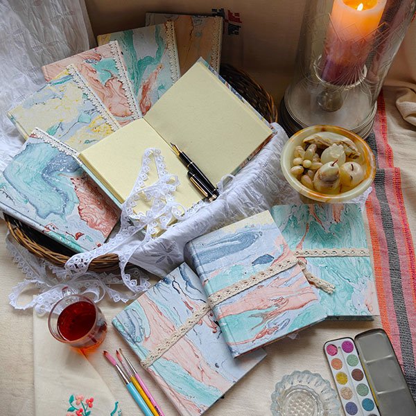 Marbled Cotton Handmade Paper Notebook