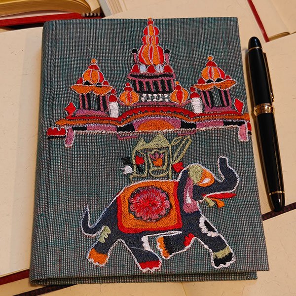 Seaweed Green-Mysore Dussehra Embroidered Note Book